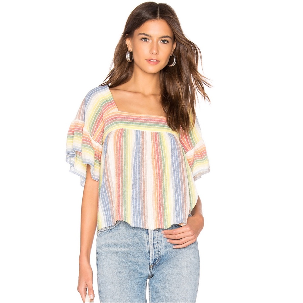 SAYLOR Rainbow Stripe Francine Top